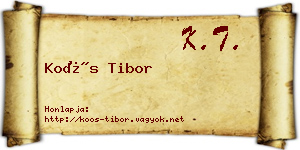 Koós Tibor névjegykártya